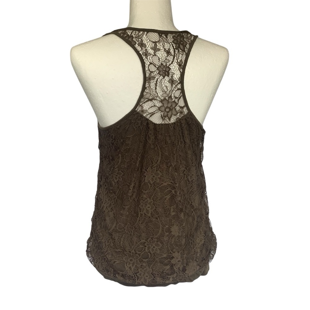 Express Camisole Lace New Year’s Eve Racer Back Tank Lined BlousonHem Y2K Taup S - Picture 8 of 12